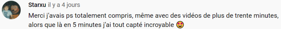 Commentaire de Chloé : Wow merci beaucoup ! C'est super bien expliqué j'adore.