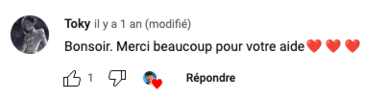 <p>Bonsoir. Merci beaucoup pour votre aide ❤️❤️❤️</p>